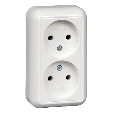 Розетка 2 ОП 16А (монт.пл.) SE белый
