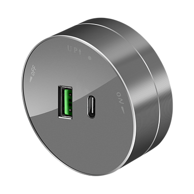 Розетка трековой системы 2хUSB (тип А+С) 18Вт, 5В/3А SE MultiTrack графит