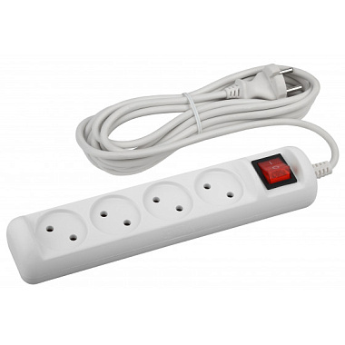 Удлинитель 4* 3 м c выкл. ПВС 2x1мм2 10А ЭРА Б0044053