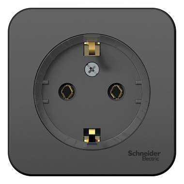 Розетка с заземлением 1 ОП 16А (изол.пл.) компакт SE Blanca антрацит