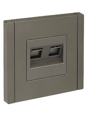 Розетка 1 СП комп. RJ45 кат.5e + телеф.RJ11 IEK FP535 Forte&Piano сталь