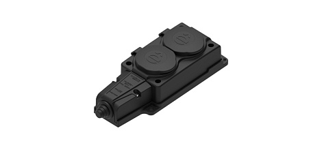 Колодка 2-гн. с з/к с крышкой 16А IP44 (каучук) 250В 2P+PE SE MultiSet черный