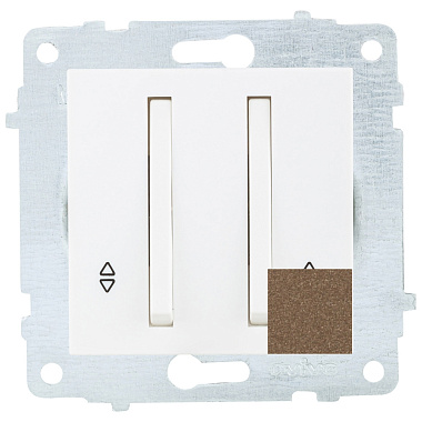 Выключатель 2 СП 10А проходной узкая клавиша механизм Ovivo мокко