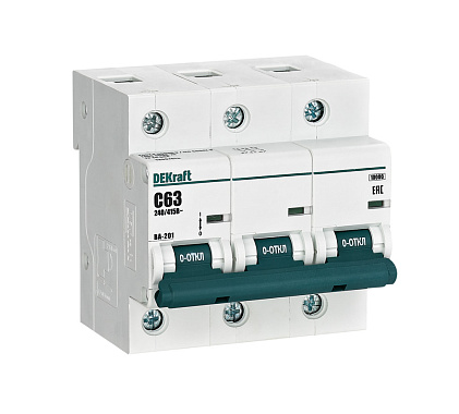 Автоматический выключатель 3P  63А (C) 10kA ВА201 DEKraft