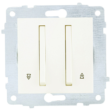 Выключатель 2 СП 10А для жалюзи узкая клавиша механизм Ovivo крем