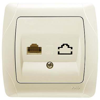 Розетка 1 СП комп. RJ45 кат.5e + гнездо Viko Carmen крем