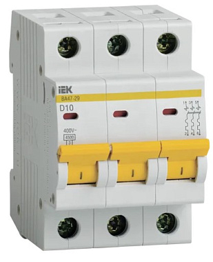 Автоматический выключатель 3P  10А (D) 4,5kA ВА 47-29 IEK