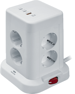 Сетевой фильтр 8+3USB*1.8м с выключателем, с заземлением 16А ПВС 3х1,0мм² белый Navigator 95 684