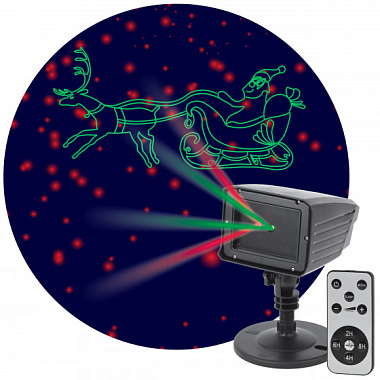Проектор ENIOP-02  ЭРА Laser Дед Мороз мультирежим 2 цвета, 220V, IP44 Б0041643