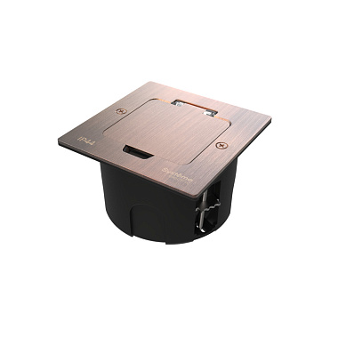Люк с розеткой IP44 с монтажной коробкой в фальшпол System Electric MultiDesk медь