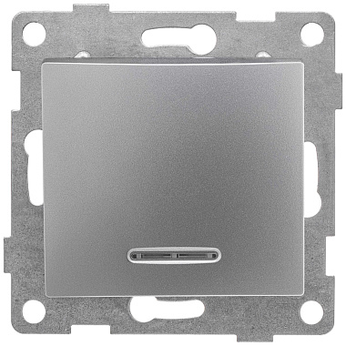 Выключатель 1 СП 10А с подсв. механизм Gusi Electric Bravo серебро