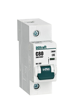 Автоматический выключатель 1P  80A (C) 10kA ВА201 DEKraft