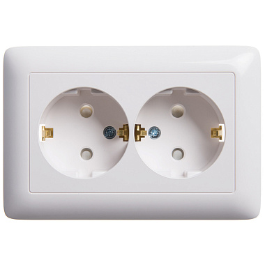 Розетка с заземлением 2 СП 16А с з/шт SE Хит белый