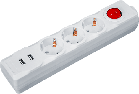 Удлинитель 3* 1,8 м с з/к с з/шт 16А + 2*USB 2.1A с выкл. Navigator 61 455