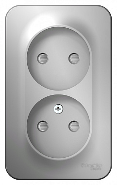 Розетка 2 ОП 16А с з/шт (изол.пл.) SE Blanca алюминий