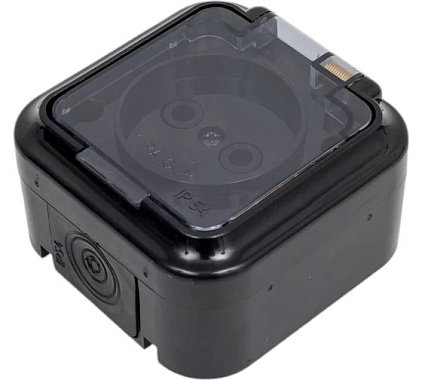 Розетка 1 ОП IP54 16А с крышкой Bylectrica Пралеска Аква черный