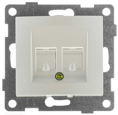 Розетка 1 СП комп. RJ45+RJ45 кат.5е механизм Gusi Electric Bravo жемчуг