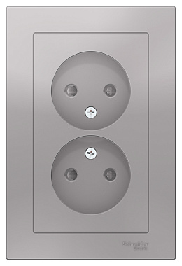 Розетка 2 СП 16А с з/шт SE AtlasDesign алюминий