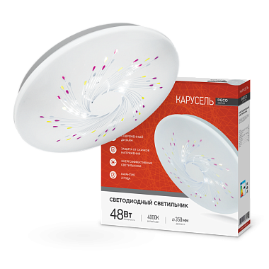 Светильник светодиодный DECO 48Вт 230В 4000К 3120Лм 380х55мм Карусель IN HOME