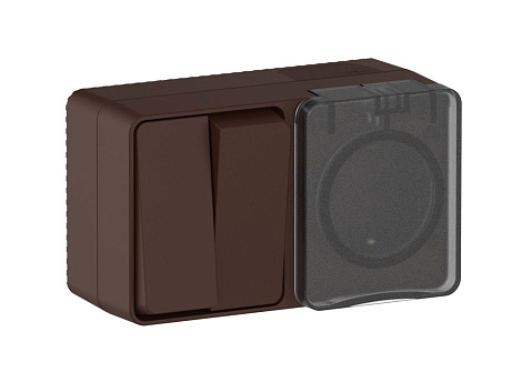 Блок ОП (2кл. + 1роз.с з/к з/шт) IP54 SE AtlasDesign Profi54 коричневый