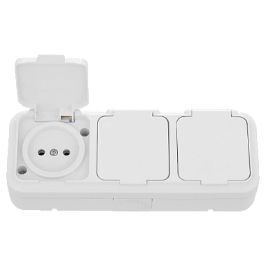 Розетка 3 ОП IP54 16А с крышкой Bylectrica Пралеска Аква белый