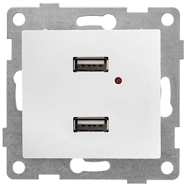 Розетка 1 СП USB А+А 2,1А механизм Gusi Electric Bravo жемчуг