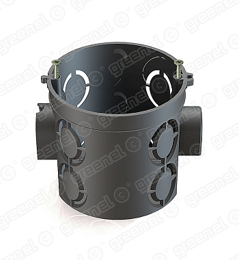 Подрозетник пластм д/уст. в бетон D=68мм, H=62мм (с винтами) сборный Greenel черный