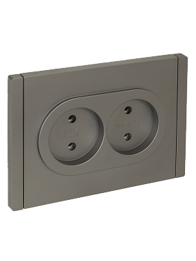 Розетка 2 СП 10А безвинт. зажим IEK FP526 Forte&Piano сталь