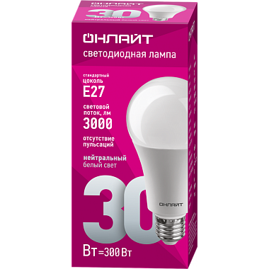 Лампа светодиодная Е27  30Вт 4000К 176-264В груша Онлайт 61 971