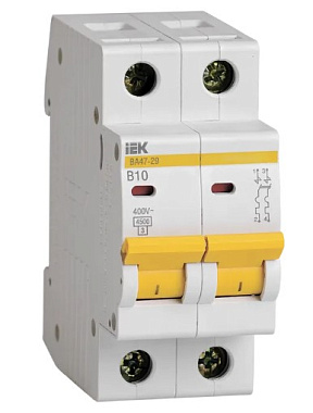 Автоматический выключатель 2P  10A (B) 4,5кА ВА 47-29 IEK