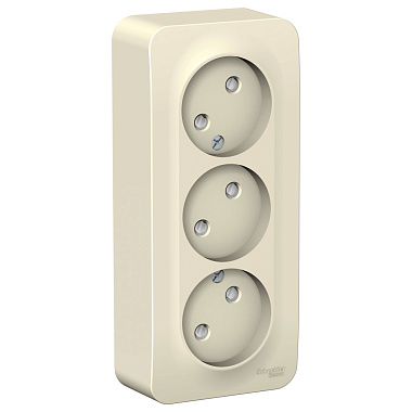 Розетка 3 ОП 16А с з/шт (изол.пл.) SE Blanca молочный