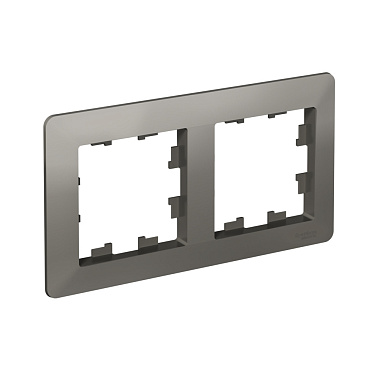 Рамка 2-постовая SE AtlasDesign Air сталь/дымчатый черный