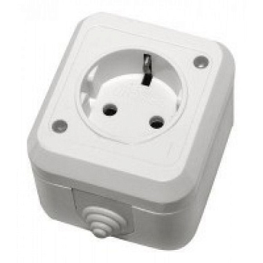 Розетка с заземлением 1 ОП IP44 16А Makel Nemliyer белый