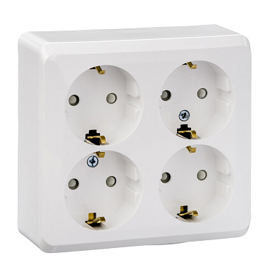 Розетка с заземлением 4 ОП 16А с з/шт SE Этюд белый