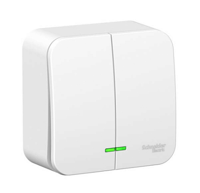 Выключатель 2 ОП 10А с подсв. cх.5 SE Blanca белый