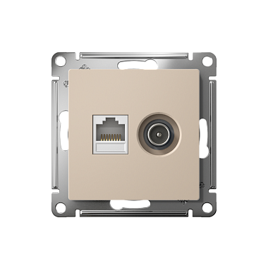 Розетка 1 СП TV+комп.RJ45 кат.5е механизм SE AtlasDesign песочный