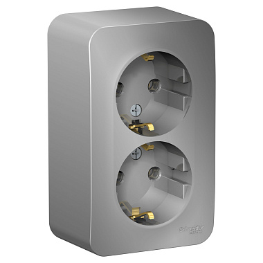 Розетка с заземлением 2 ОП 16А SE Blanca алюминий
