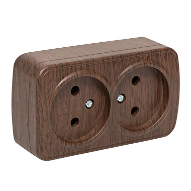 Розетка 2 ОП 10А EKF Минск тёмное дерево