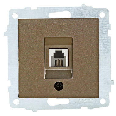 Розетка 1 СП телефонная RJ11 механизм Ovivo мокко