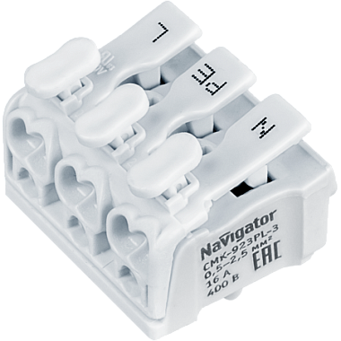 Клеммы монтажные пружинные 3х2.5мм (5шт/упак) Navigator 61 072