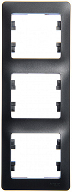 Рамка 3-постовая вертикальная SE Glossa антрацит
