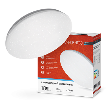 Светильник светодиодный DECO 18Вт 230В 6500К 1170Лм 260х55мм Ночное небо IN HOME
