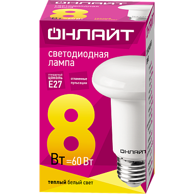 Лампа светодиодная Е27   8Вт 2700К 220-240В рефлектор ОНЛАЙТ 71 653