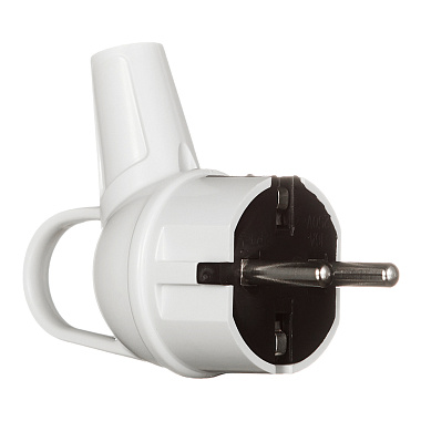 Вилка с кольцом с/з белая 16А 250В Makel