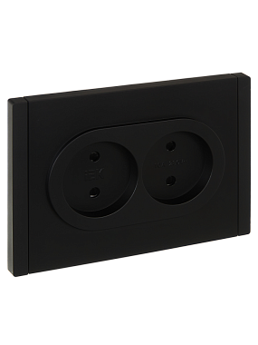 Розетка 2 СП 10А с з/шт безвинт. зажим IEK FP125 Forte&Piano черный