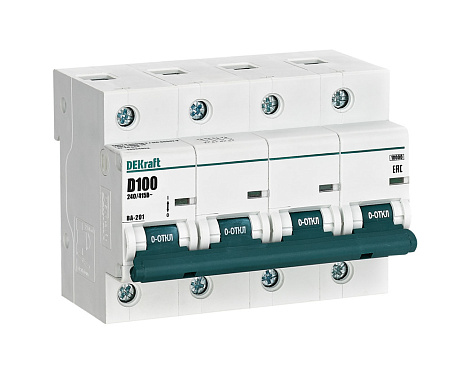 Автоматический выключатель 4P 100A (D) 10kA ВА201 DEKraft