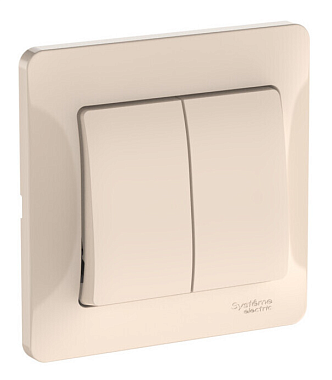 Выключатель 2 СП 10АХ сх.5 безвинт. зажим SE Glossa бежевый