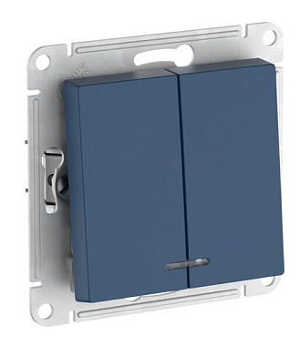 Выключатель 2 СП 10АХ с подсв. сх.5а механизм безвинт. зажим SE AtlasDesign аквамарин