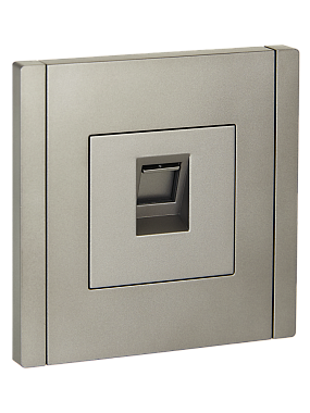 Розетка 1 СП комп. RJ45 кат.6 IEK FP531 Forte&Piano сталь