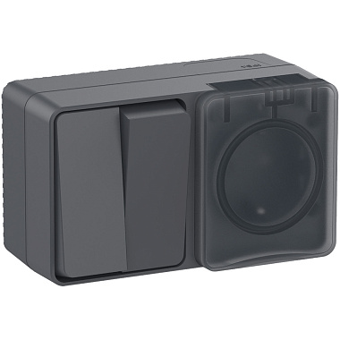 Блок ОП (2кл. + 1роз.с з/к з/шт) IP54 SE AtlasDesign Profi54 антрацит